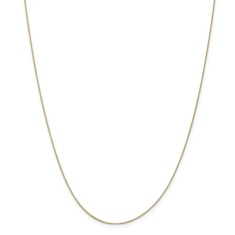0.5mm, 14k Yellow Gold, Box Chain Necklace