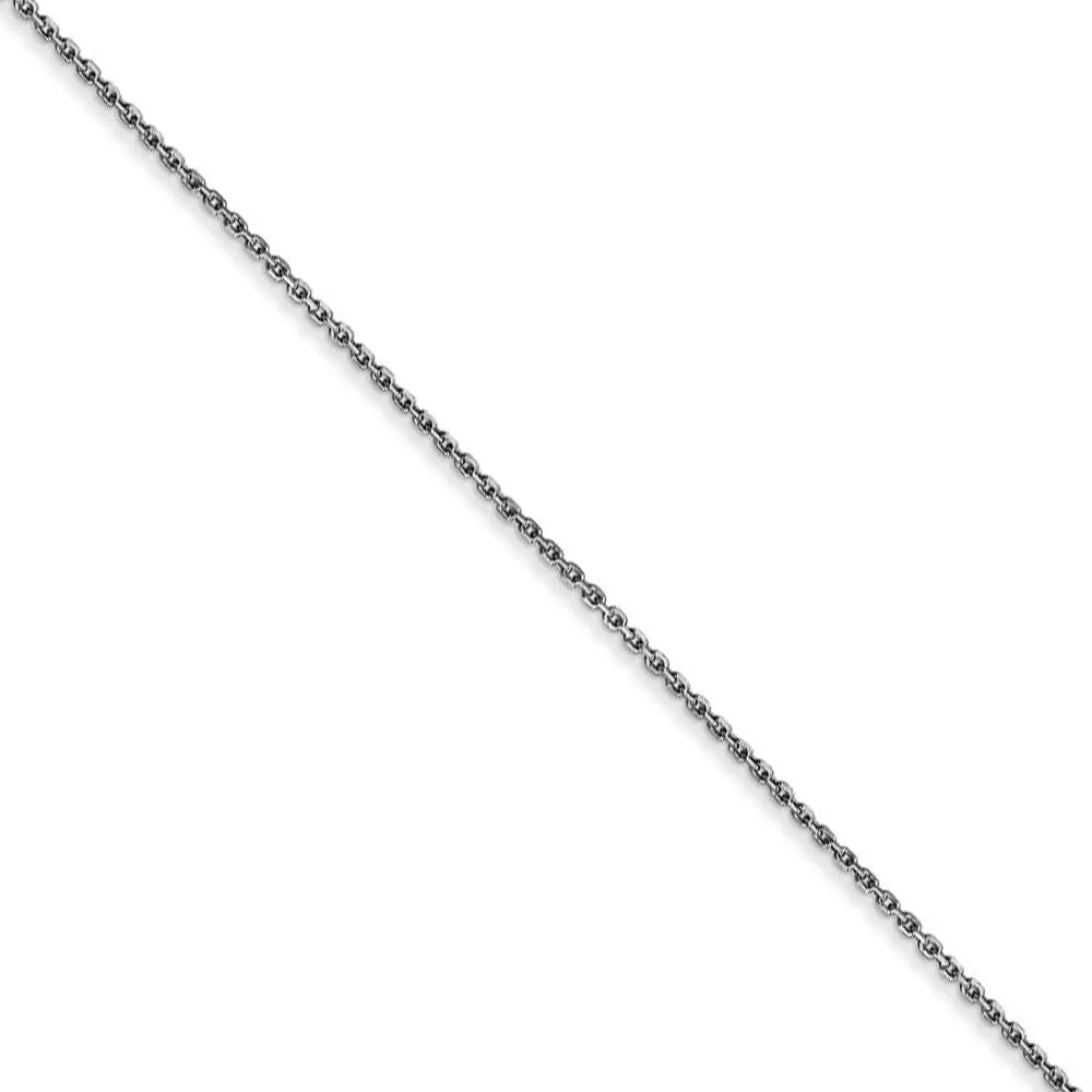 0.8mm, 14k White Gold Diamond Cut Cable Chain Necklace