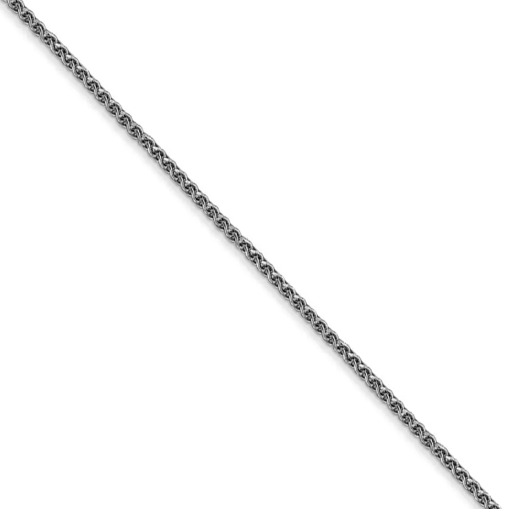 1.2mm 14k White Gold Solid Diamond Cut Spiga Chain Necklace