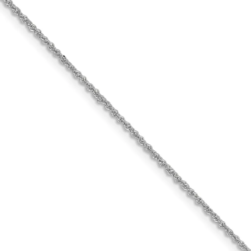 1.3mm 14k White Gold Diamond Cut Fancy Singapore Chain Necklace