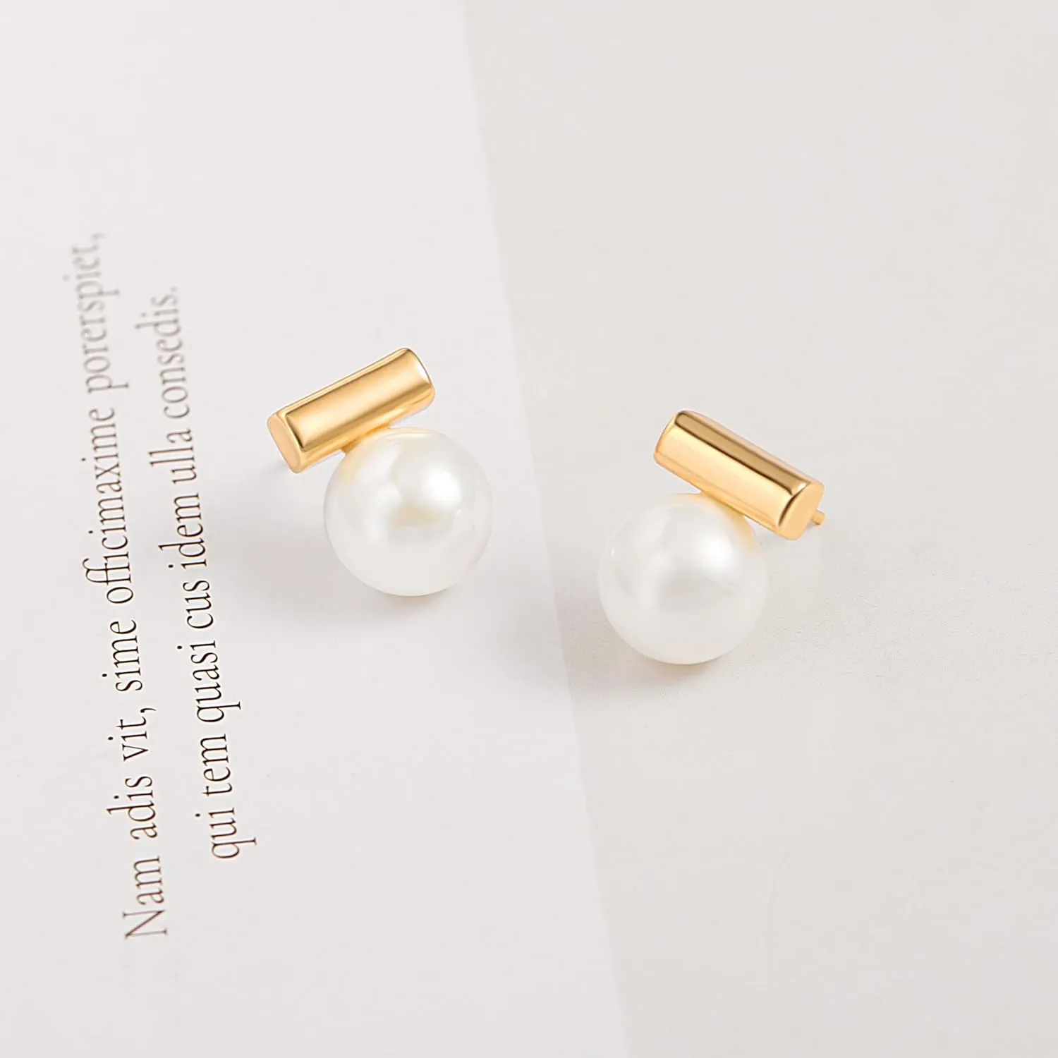 18K Gold Love Knot Stud Earrings for Women Statement Button Pearl Stud Earrings Minimalist Cute Small Post Earring