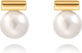 18K Gold Love Knot Stud Earrings for Women Statement Button Pearl Stud Earrings Minimalist Cute Small Post Earring