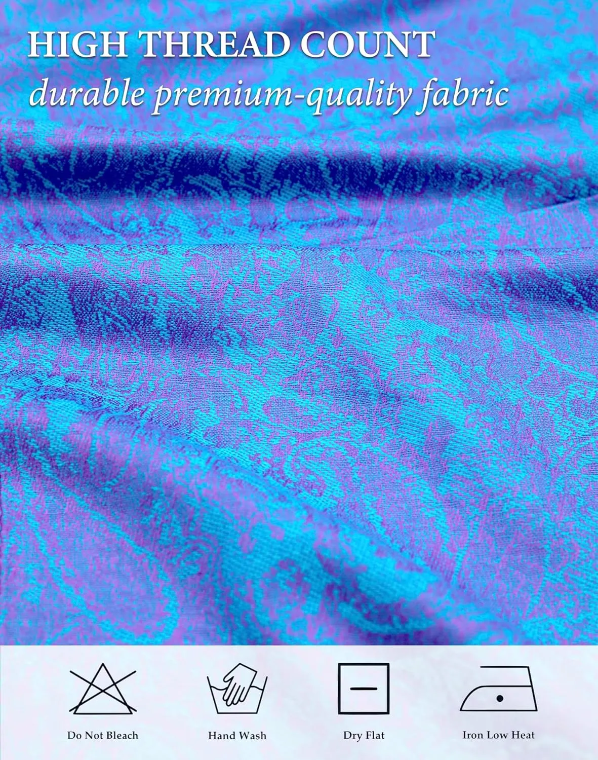 Achillea Two Tone Vintage Paisley Pashmina Scarf, Shawls and Wraps for Dresses, Lightweight Scarf for All Season