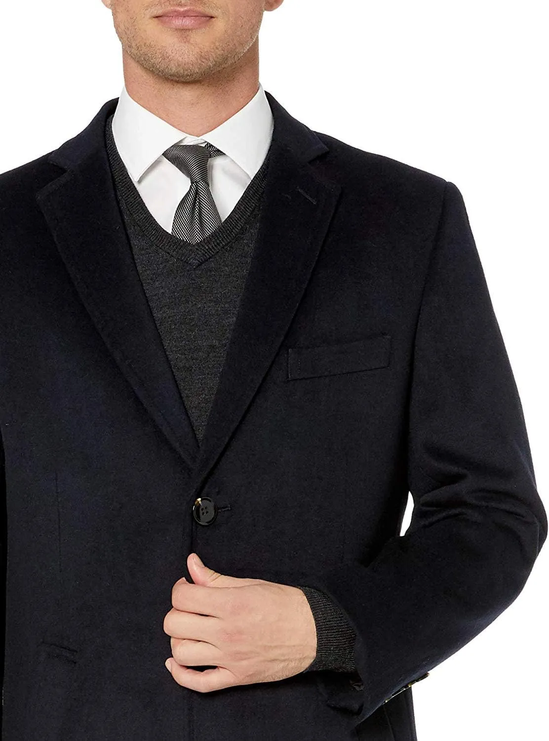 Adam Baker Men's Overcoat Single & Double Breasted Luxury Wool/Cashmere Full Length Topcoat