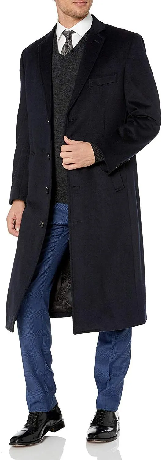 Adam Baker Men's Overcoat Single & Double Breasted Luxury Wool/Cashmere Full Length Topcoat