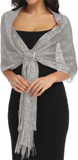 BANETTETA Shawls for Wraps Evening Dresses Scarf for Women Formal Shawl for Evening Party with Buckle for Wedding Shawl