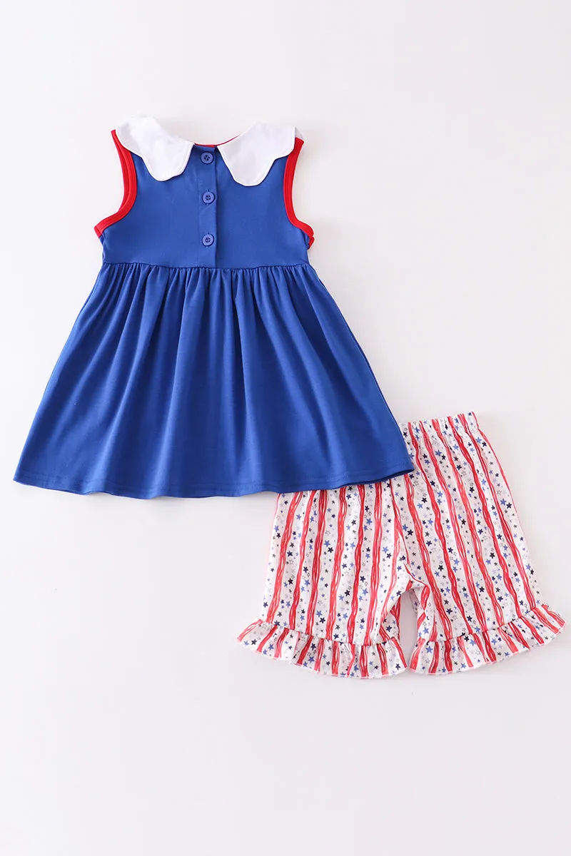 Blue Patriotic flag girl set