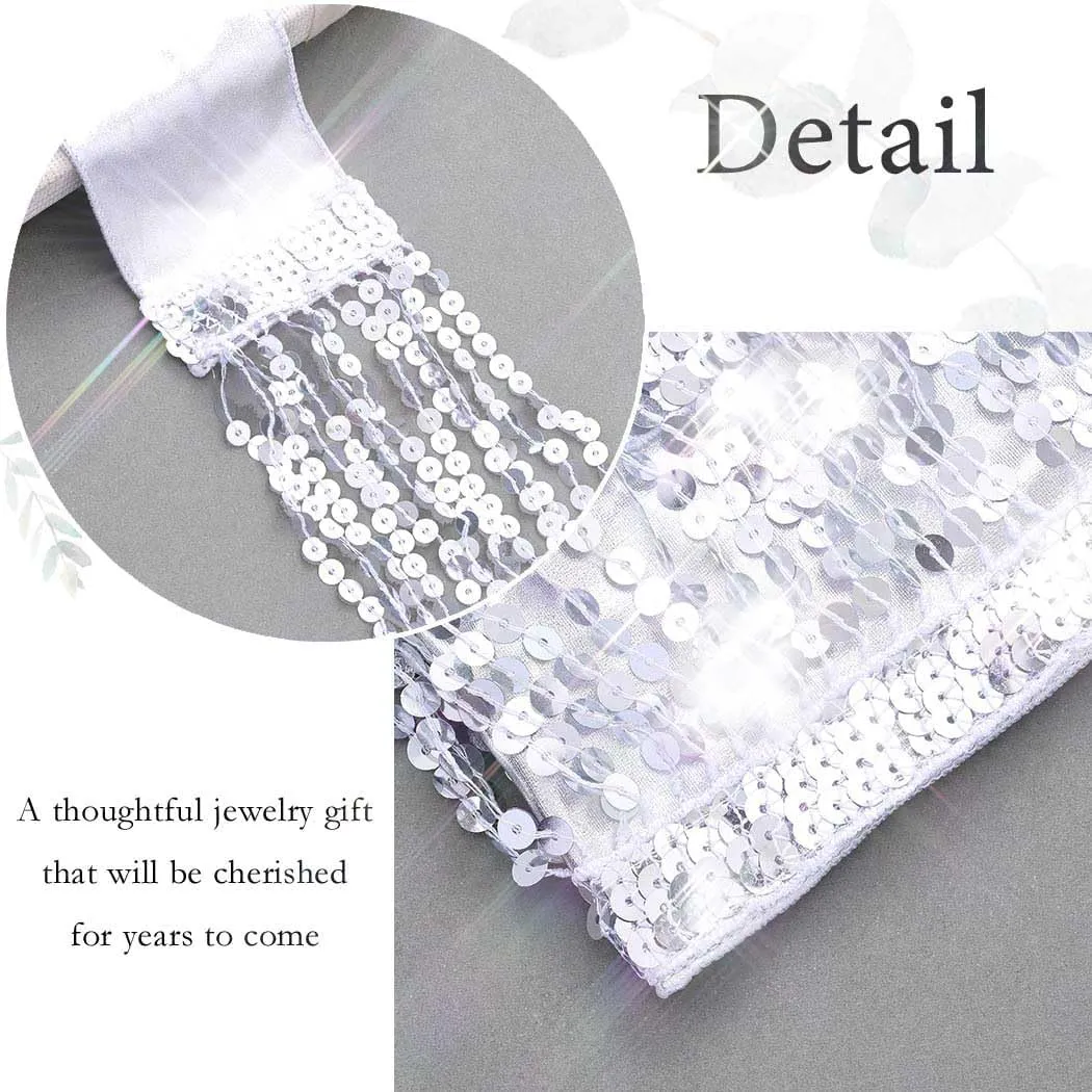 BODIY Sparkly Sequin Skirt Fringe Hip Scarf Tassel Belly Dance Skirts for Women