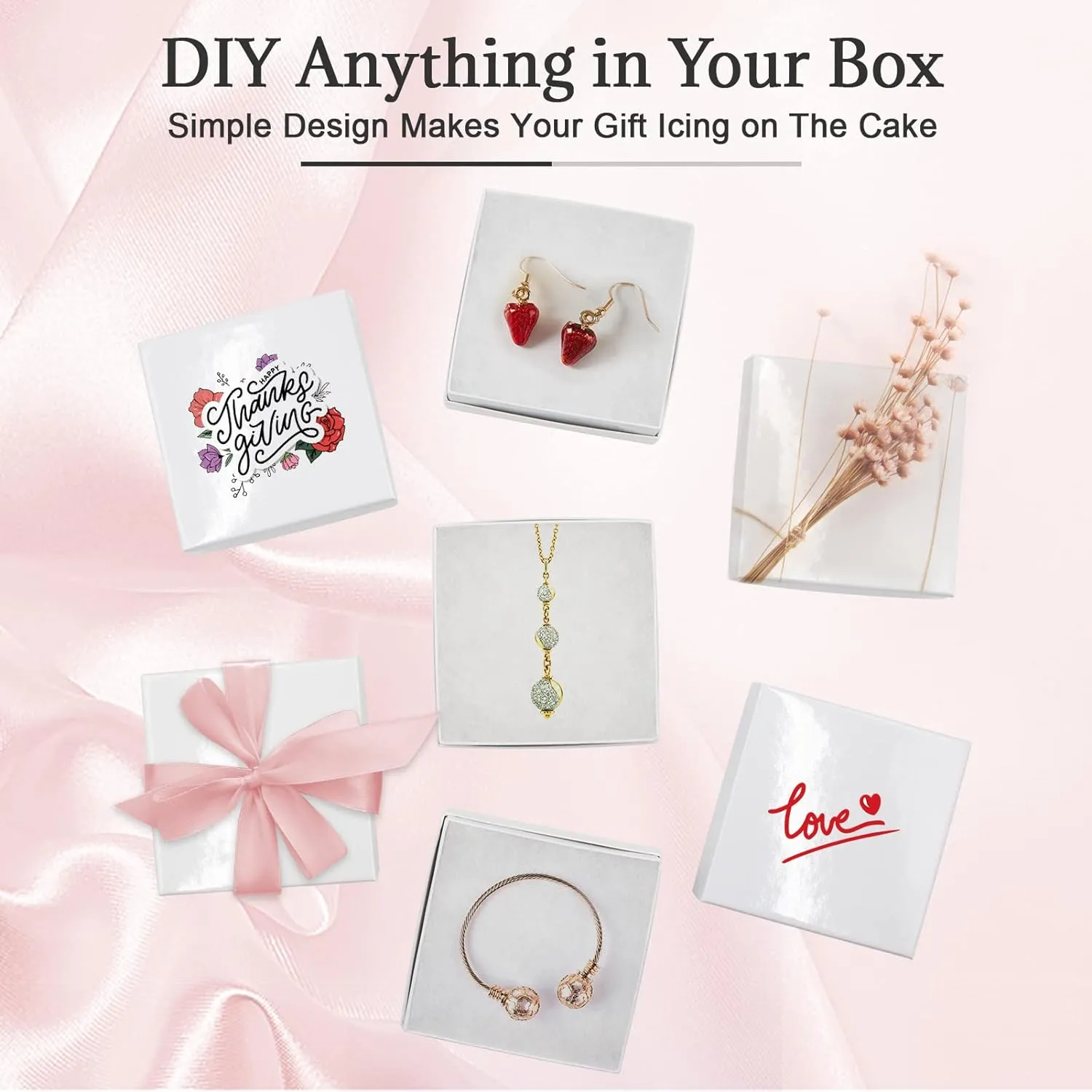 Cardboard Jewelry White Gift Boxes 20 Pack3.53.51 inches, its apply to displaying necklaces, rings, bracelets, earrings