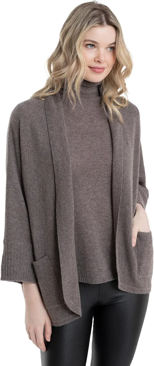 Cashmere Luxe 100% Cashmere Maggie Eliptical Cardigan - One Sized - Makes a Luxurious Gift!
