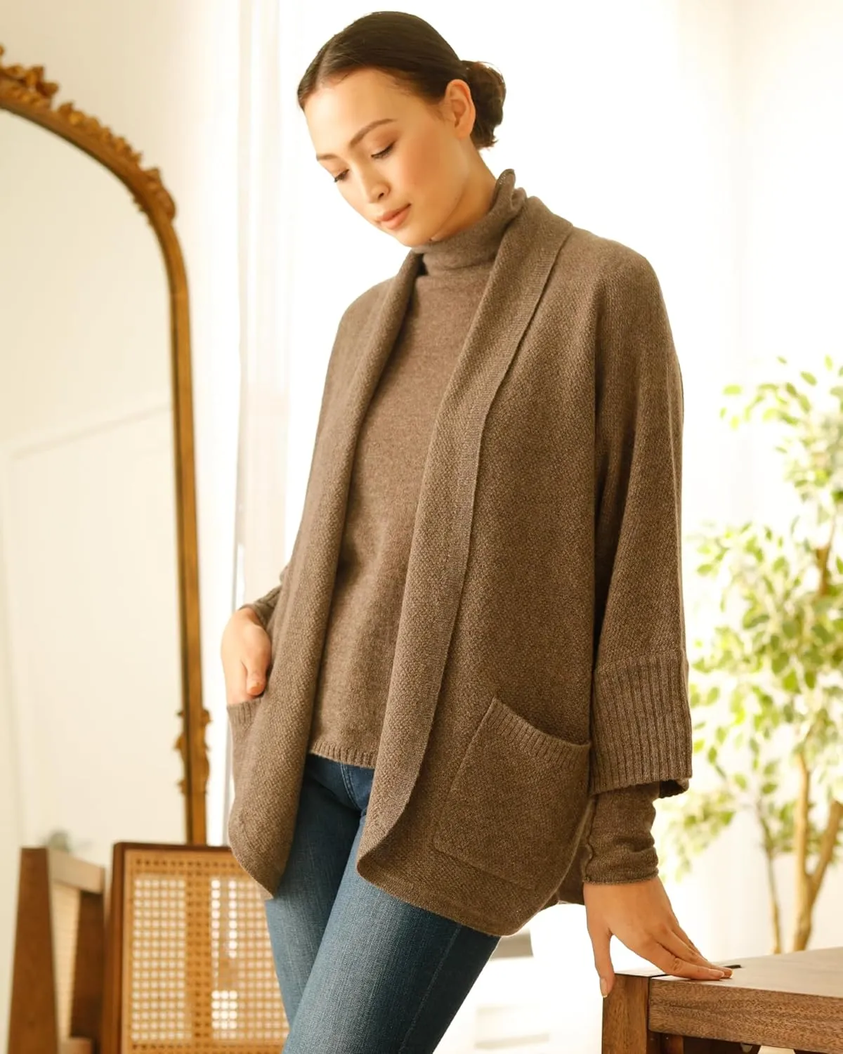 Cashmere Luxe 100% Cashmere Maggie Eliptical Cardigan - One Sized - Makes a Luxurious Gift!