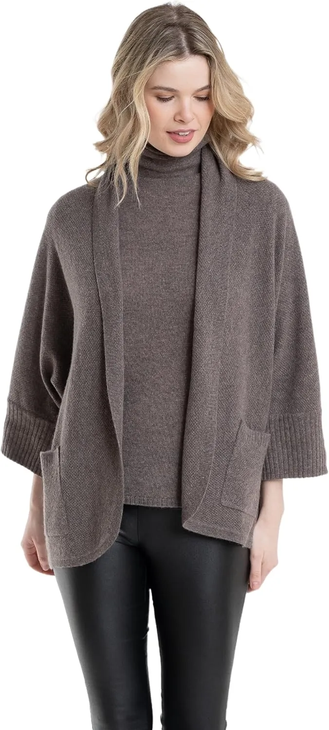 Cashmere Luxe 100% Cashmere Maggie Eliptical Cardigan - One Sized - Makes a Luxurious Gift!