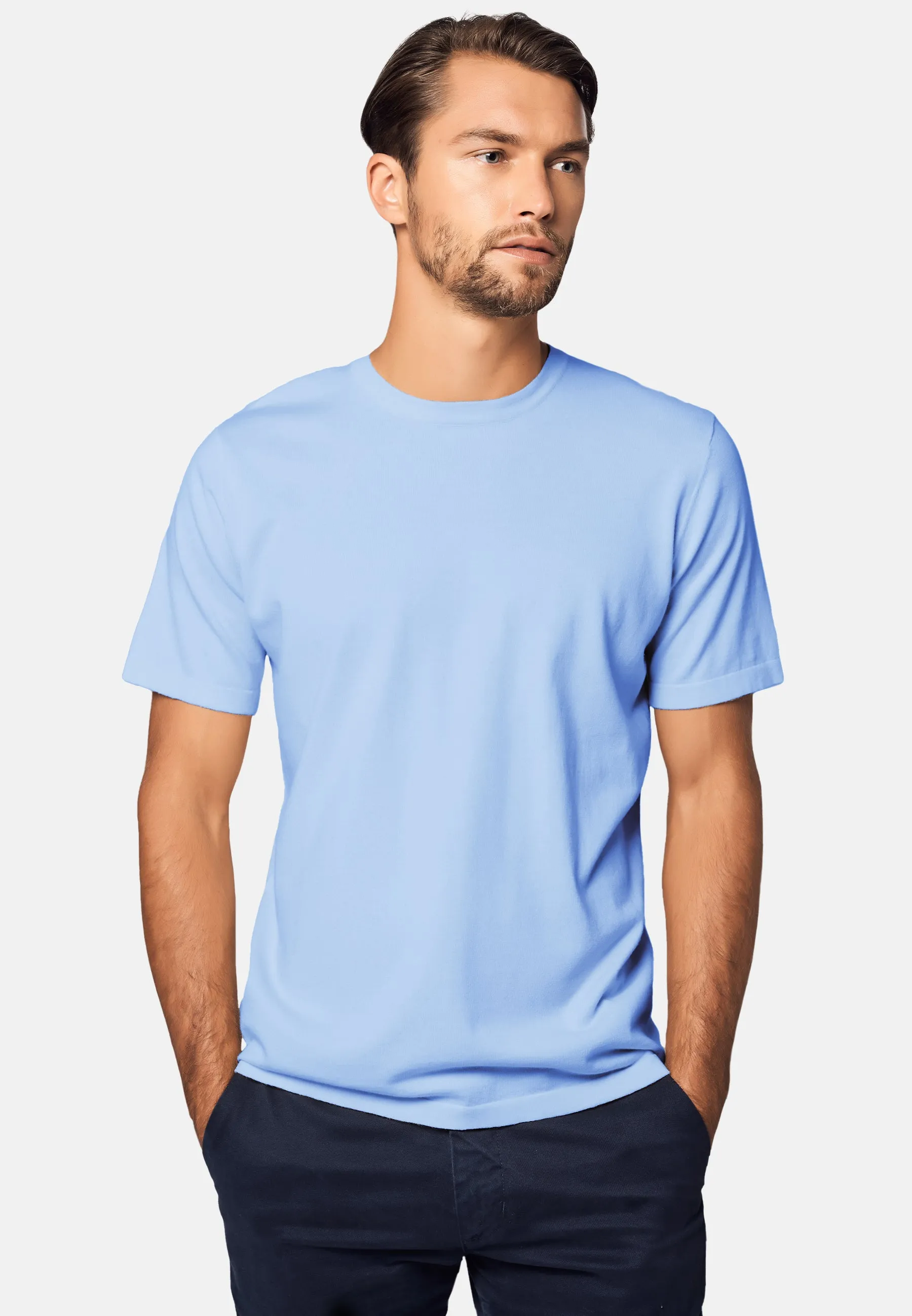 Classic Crew Neck Cotton Cashmere T-Shirt