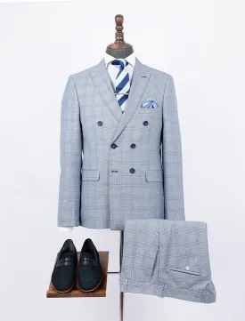 Double Breasted Of Gray Bespoke Men Suit Tailored