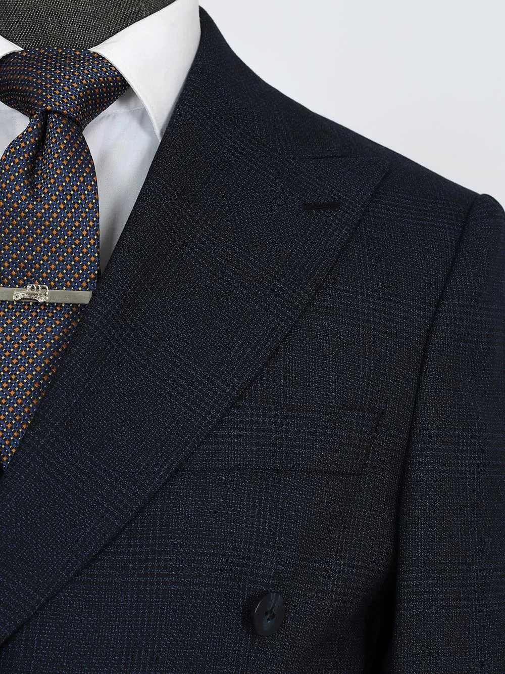 Double Breasted Stripe Navy Custom Bespoke Men Suit Tailored