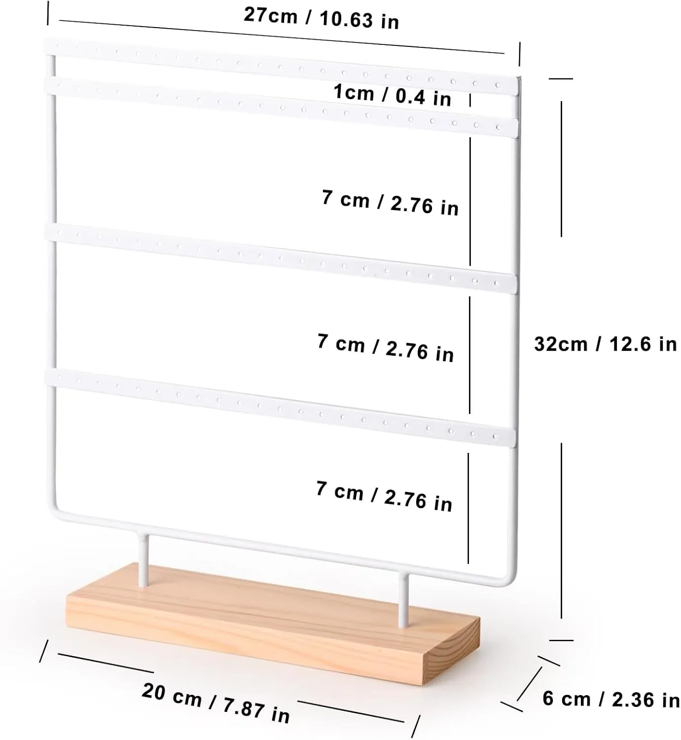 Earring Holder Organizer, Earring Display Stands for vendors, 4-Tier Earring Rack with 88 Holes (White)