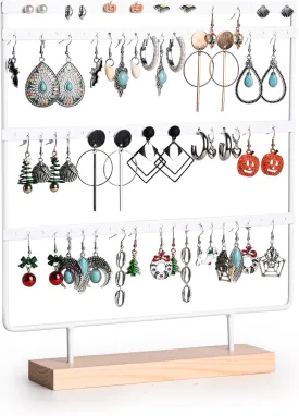 Earring Holder Organizer, Earring Display Stands for vendors, 4-Tier Earring Rack with 88 Holes (White)