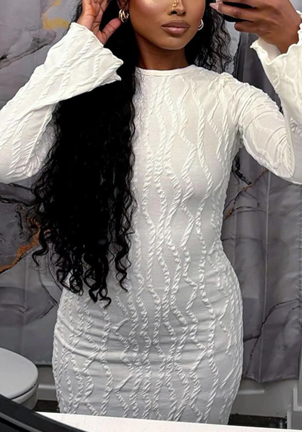 Ecirod Fall Knit Maxi Dress for Women Long Sleeve Crew Neck Ribbed Long Going Out Bodycon Dresses