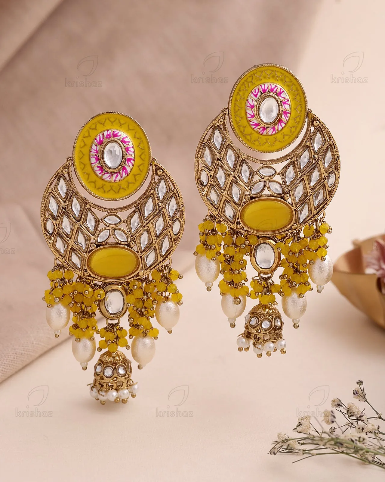 Faiza Kundan Dangler Earrings - RANG