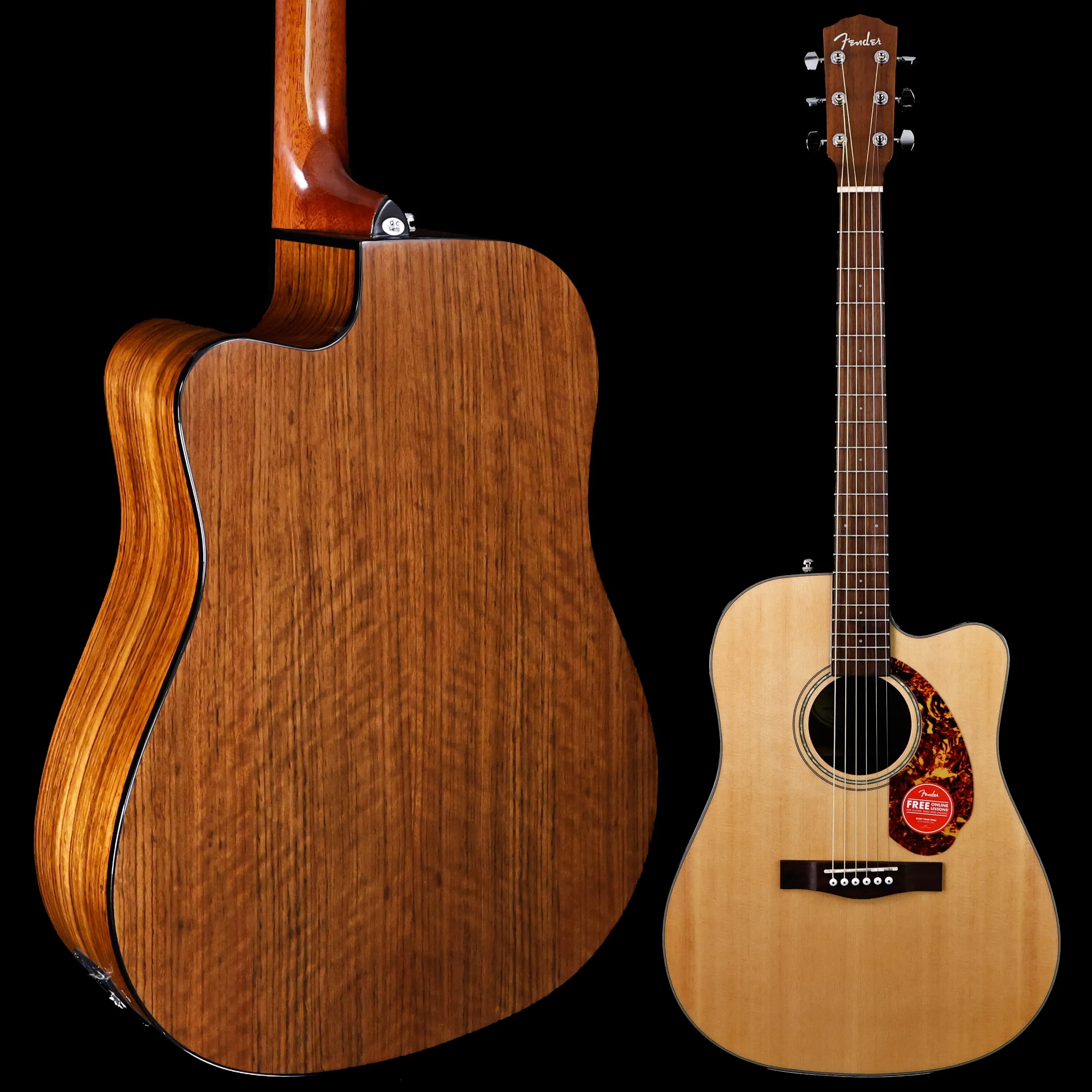 Fender CD-140SCE Dreadnought, Walnut Fb, Natural w/case 4lbs 10.3oz