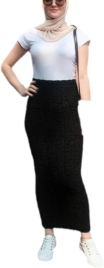 Korean Women Muslim Knitted High Waist Maxi Pencil Long Skirt