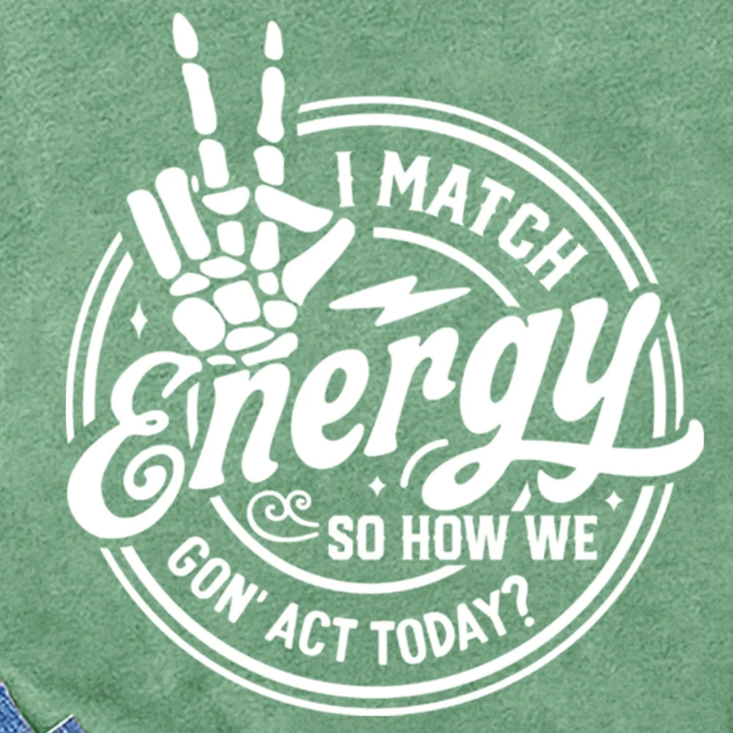 MAIHUN Women I Match Energy Shirt Funny Skeleton Hand Tshirt Inspirational Power Tee Tops