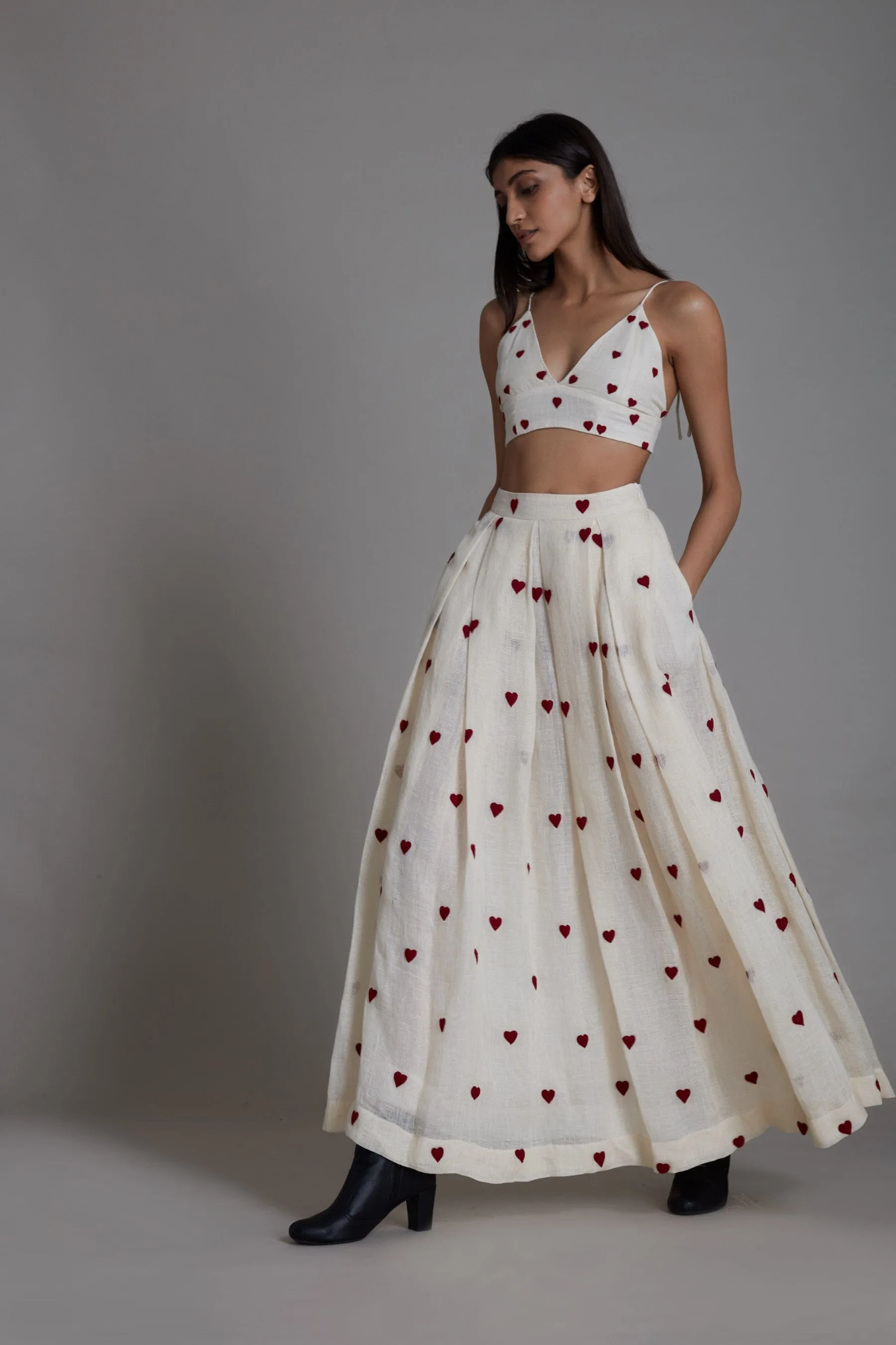 Mati Heart Lehenga-Oatmeal
