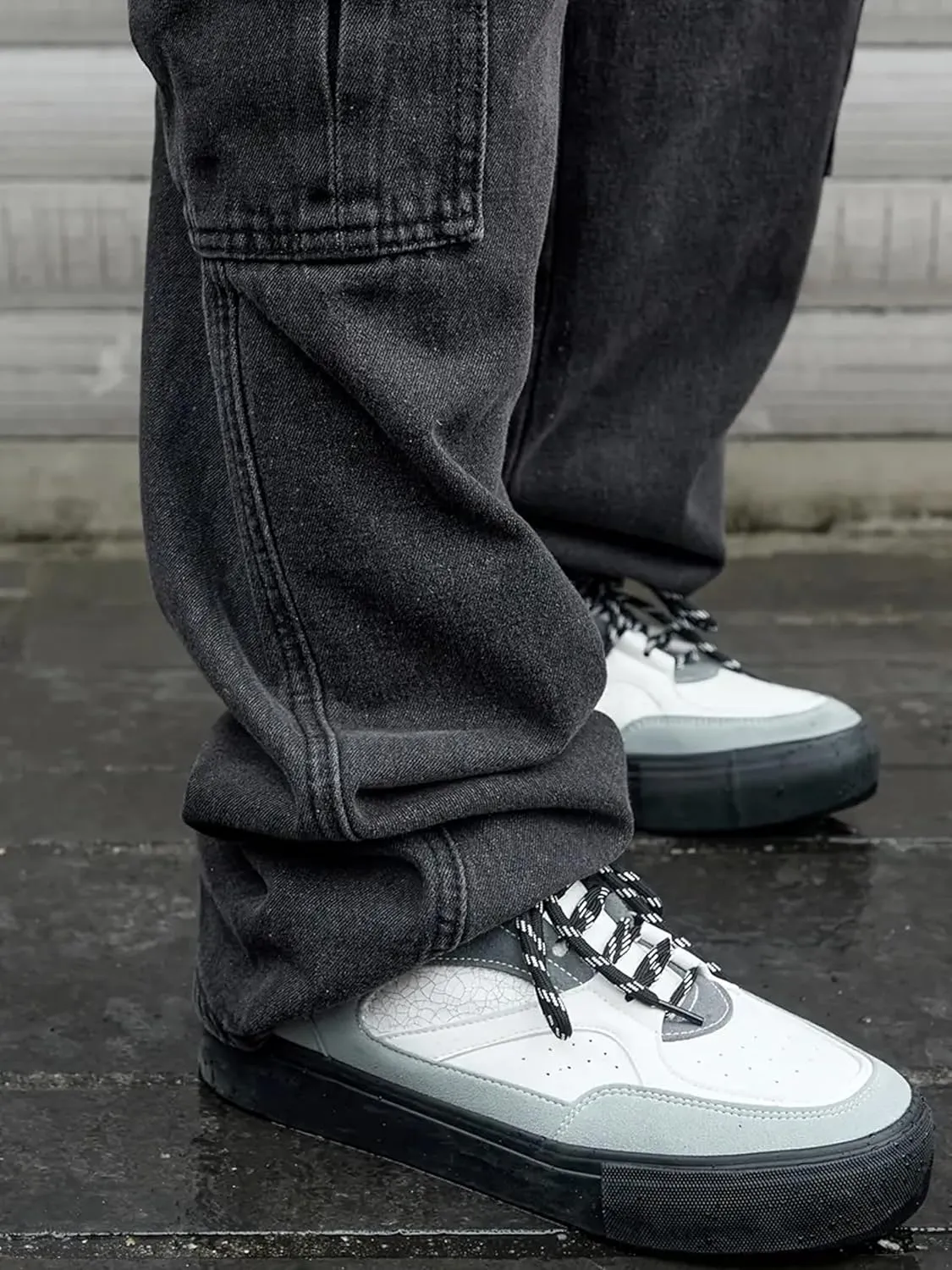 Mens Baggy Jeans for Men Women Y2k Skater Vintage Plain Pants Multiple Pockets Casual Wide Leg Loose Fit Cargo Denim Jeans