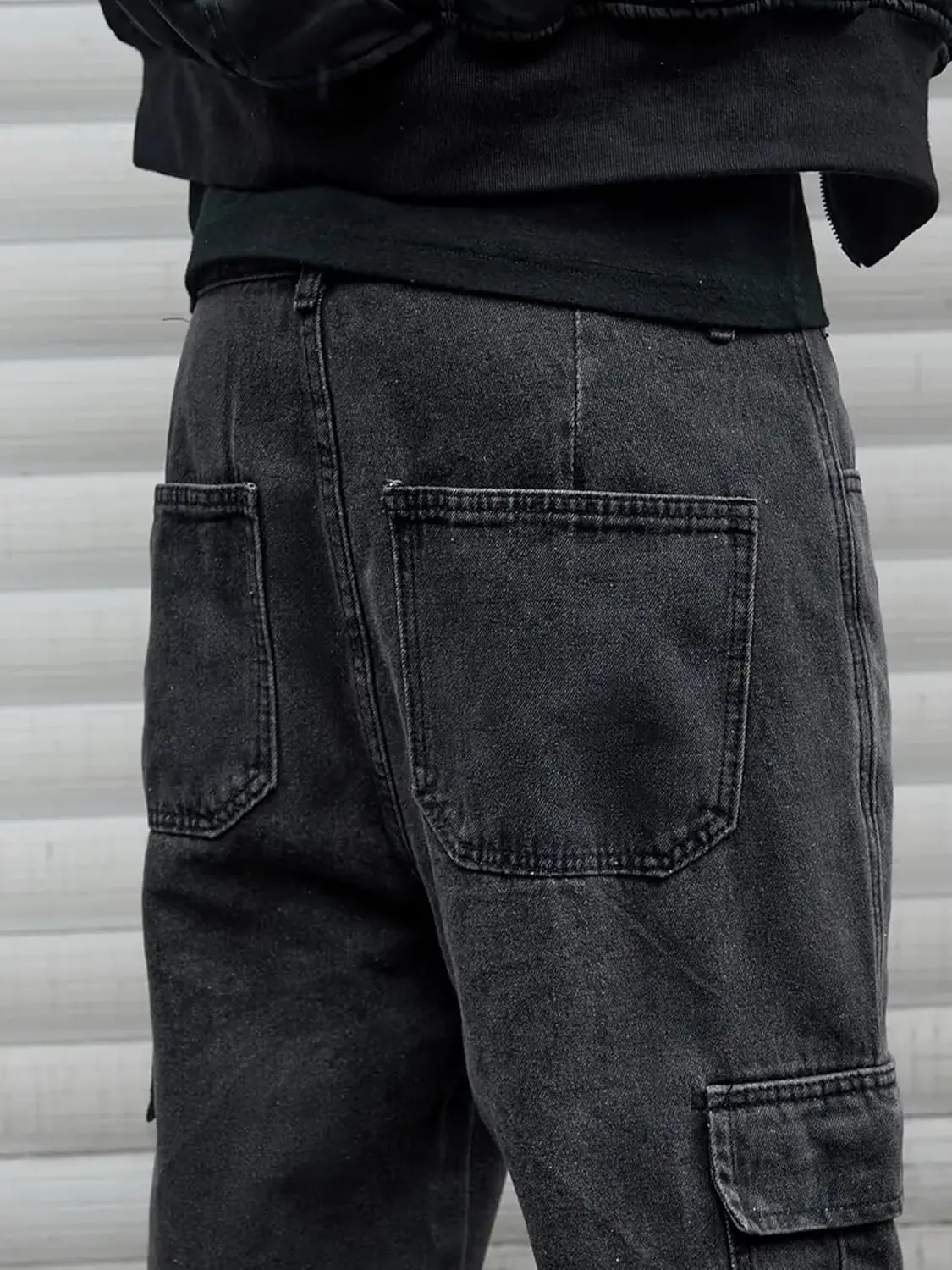 Mens Baggy Jeans for Men Women Y2k Skater Vintage Plain Pants Multiple Pockets Casual Wide Leg Loose Fit Cargo Denim Jeans