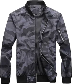 Mens Outwear Bomber Jacket Lightweight Military Casual Windbreak Camouflag Coat