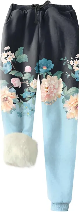 Overstock Items Clearance Prime,Sherpa Lined Flannel Pants WomenS Pants Womens Winter Womens Sherpa Graphic Sweatpants Winter Cotton Pants Girl Fleece Lined Lounge Sky Blue Large