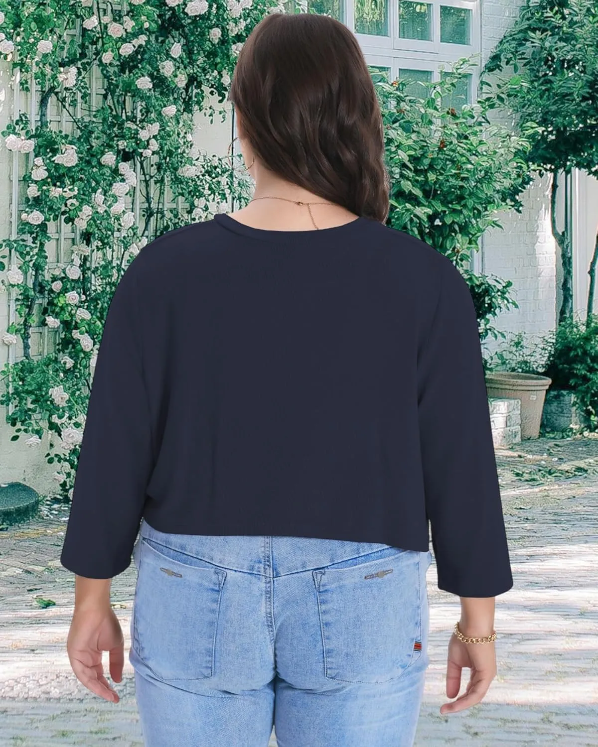 Plus Size Shrugs for Women Cropped Cardigan Knit Sweaters Open Front Bolero