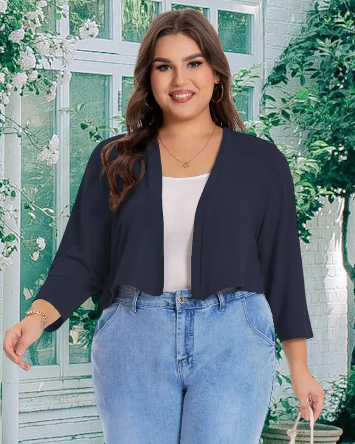 Plus Size Shrugs for Women Cropped Cardigan Knit Sweaters Open Front Bolero
