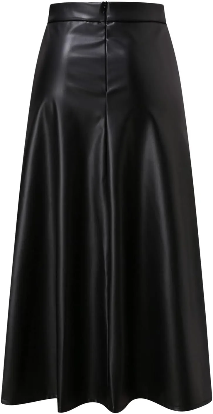 plus Size Skirts for Women 2x Solid Long High Leather A Color Womens Faux Skirt Line Skirts Waist Skirt