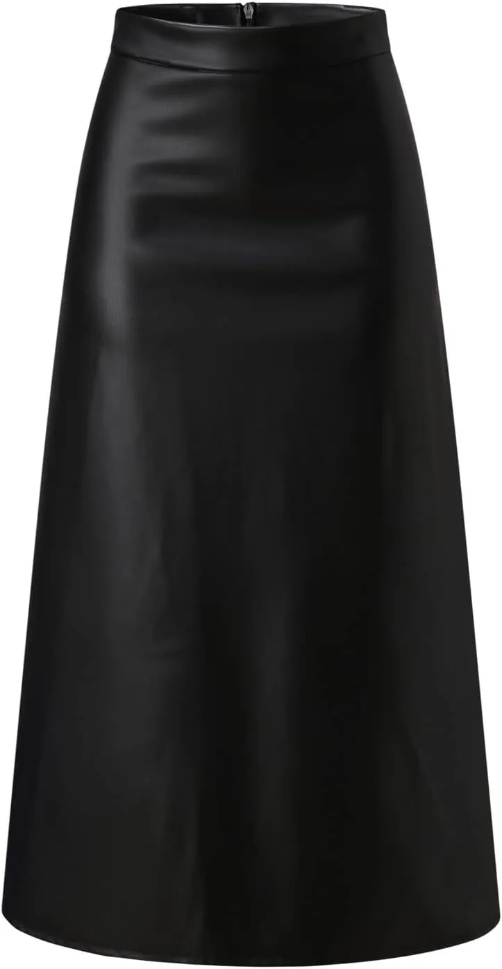 plus Size Skirts for Women 2x Solid Long High Leather A Color Womens Faux Skirt Line Skirts Waist Skirt