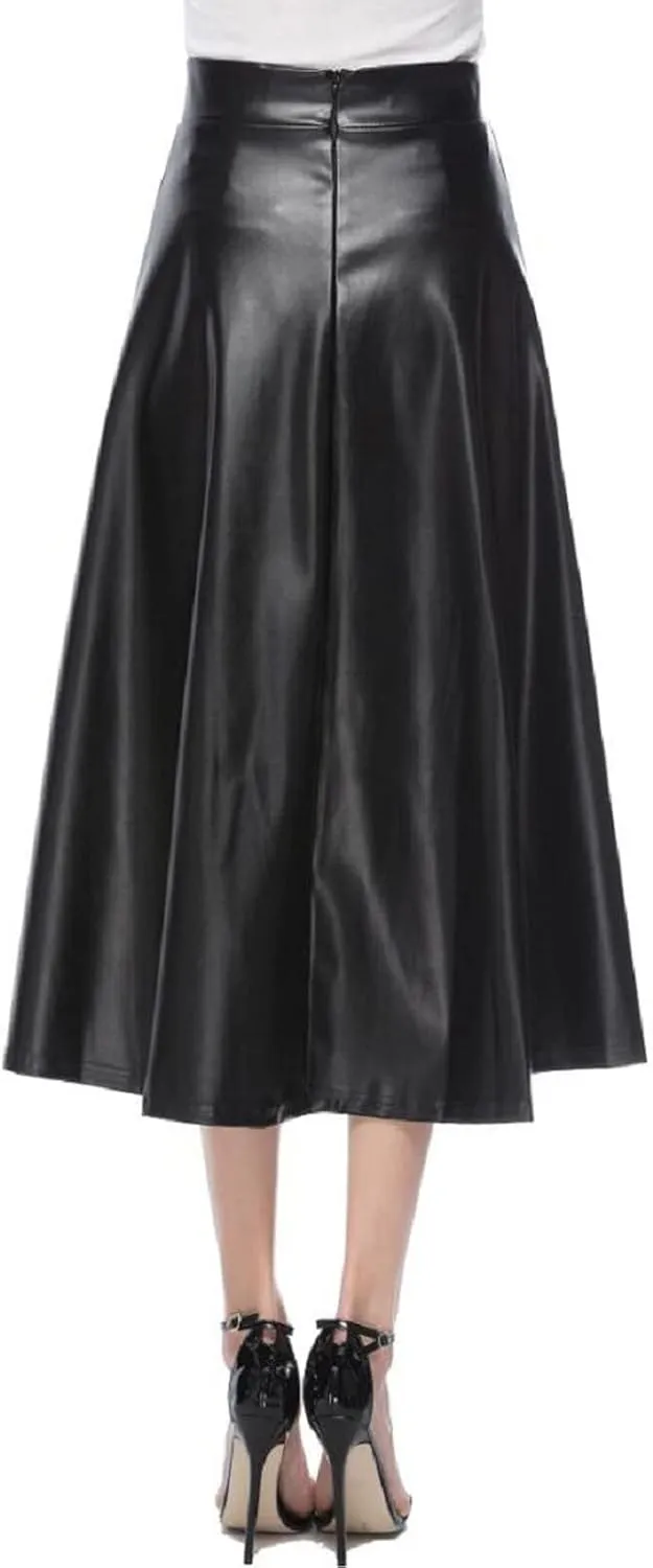 plus Size Skirts for Women 2x Solid Long High Leather A Color Womens Faux Skirt Line Skirts Waist Skirt
