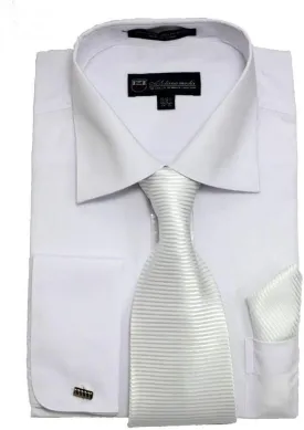 Solid Classic Dress Shirt with Tie, Hankie & French Cuffs SG27