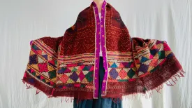 Vintage Rabari Wool Shawl & Throw. Embroidered 0185