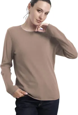 Women's 100% Cashmere Long Sleeve Crew Neck Sweater. Comfort, Luxury, and Soft Silky Texture - Essential Classic Pullover