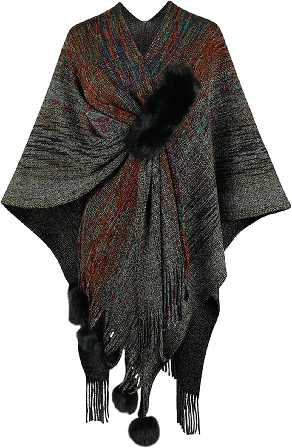 Women's Shawls and Wraps Open Front Poncho Cape Winter Sweater