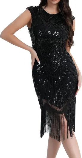Wuchieal Women's 1920's Dress Flapper Vintage Great Gatsby Knee-Length Dresses Party Dress