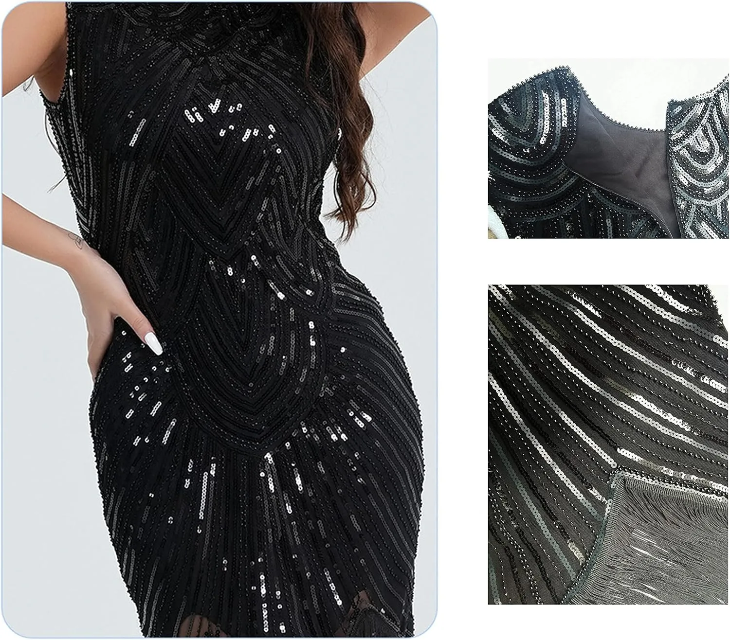Wuchieal Women's 1920's Dress Flapper Vintage Great Gatsby Knee-Length Dresses Party Dress