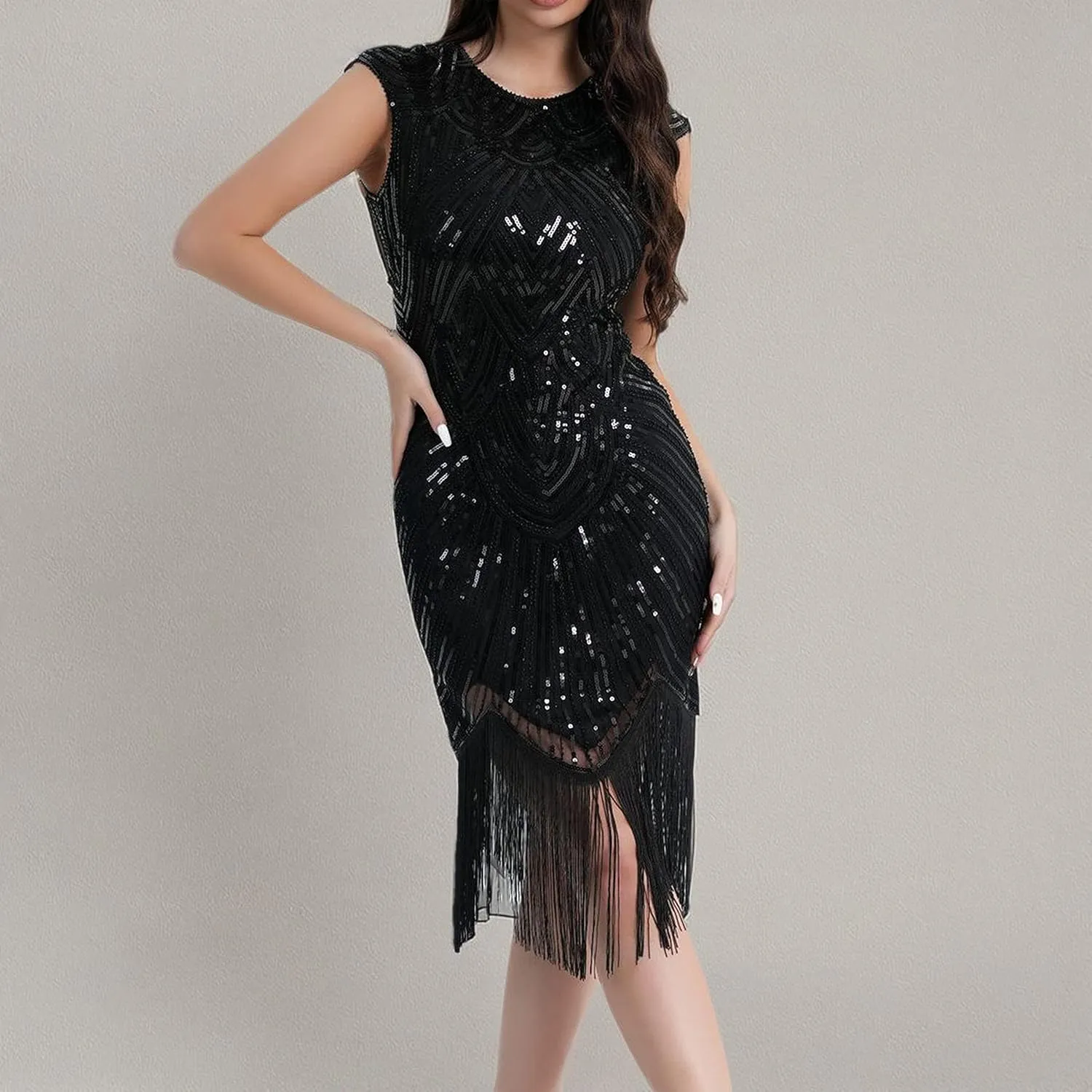 Wuchieal Women's 1920's Dress Flapper Vintage Great Gatsby Knee-Length Dresses Party Dress
