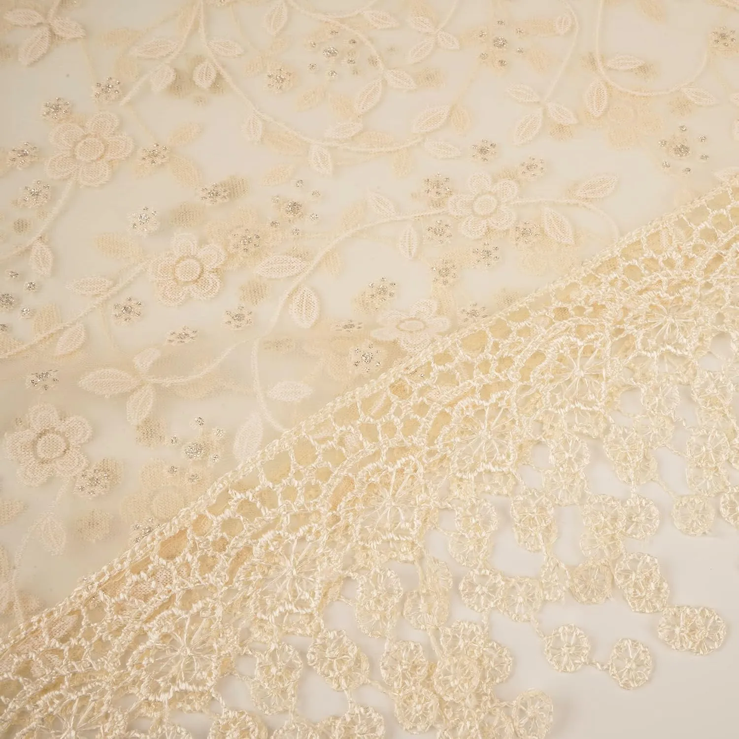 YOUR SMILE Lightweight Soft Leaf Lace Fringes Triangular Floral Fashion Towel Scarf Wrap for Women